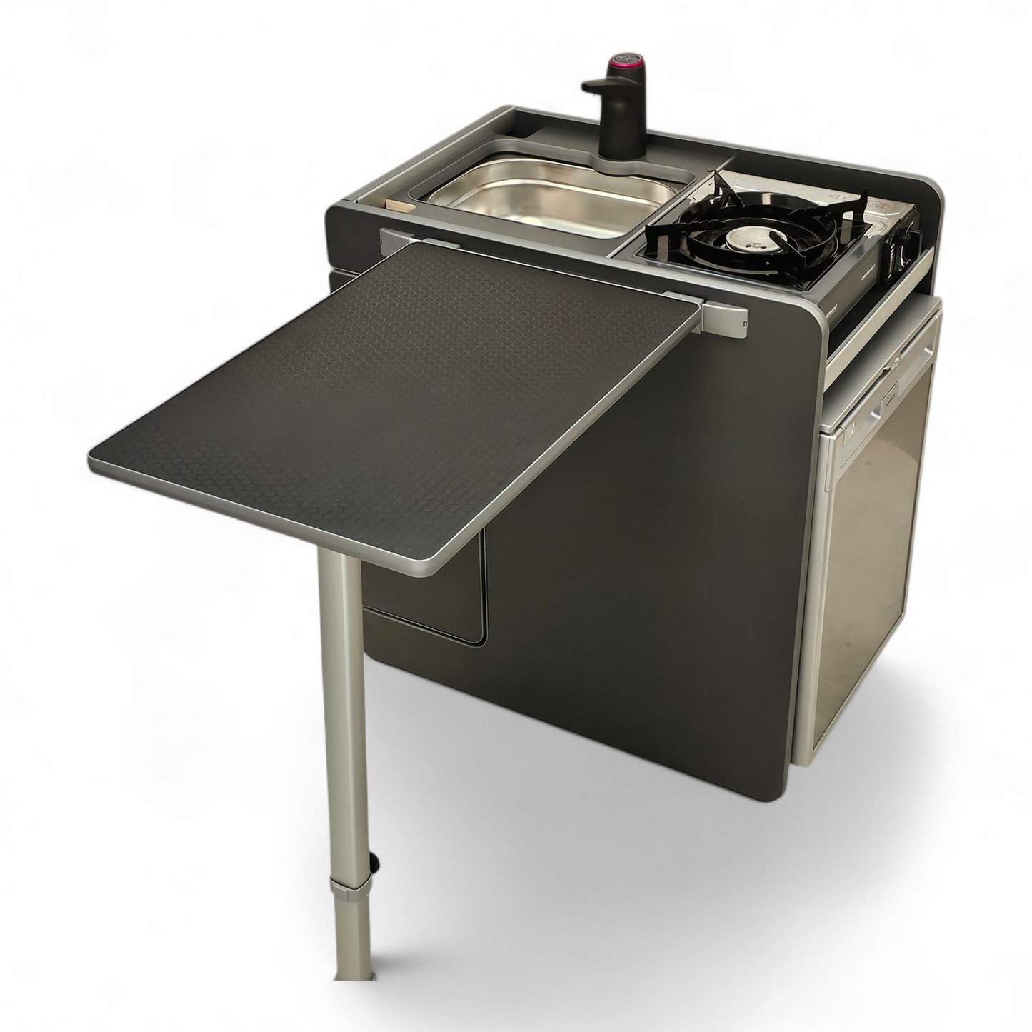 NEW Vangear CRX-Pod Campervan Pod (Fridge NOT included) Carbon Grey/Black table
