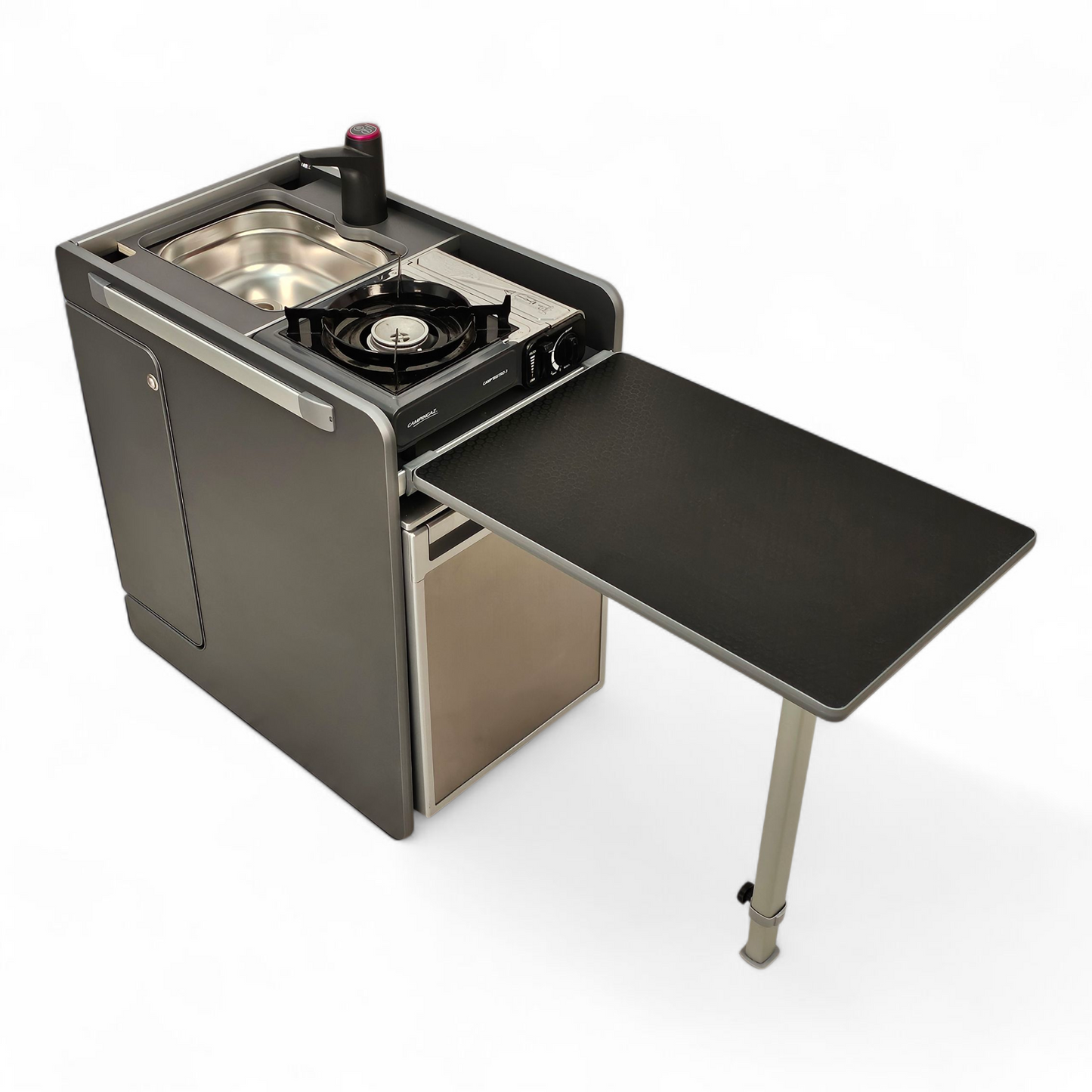 NEW Vangear CRX-Pod Campervan Pod (Fridge NOT included) Carbon Grey/Black table