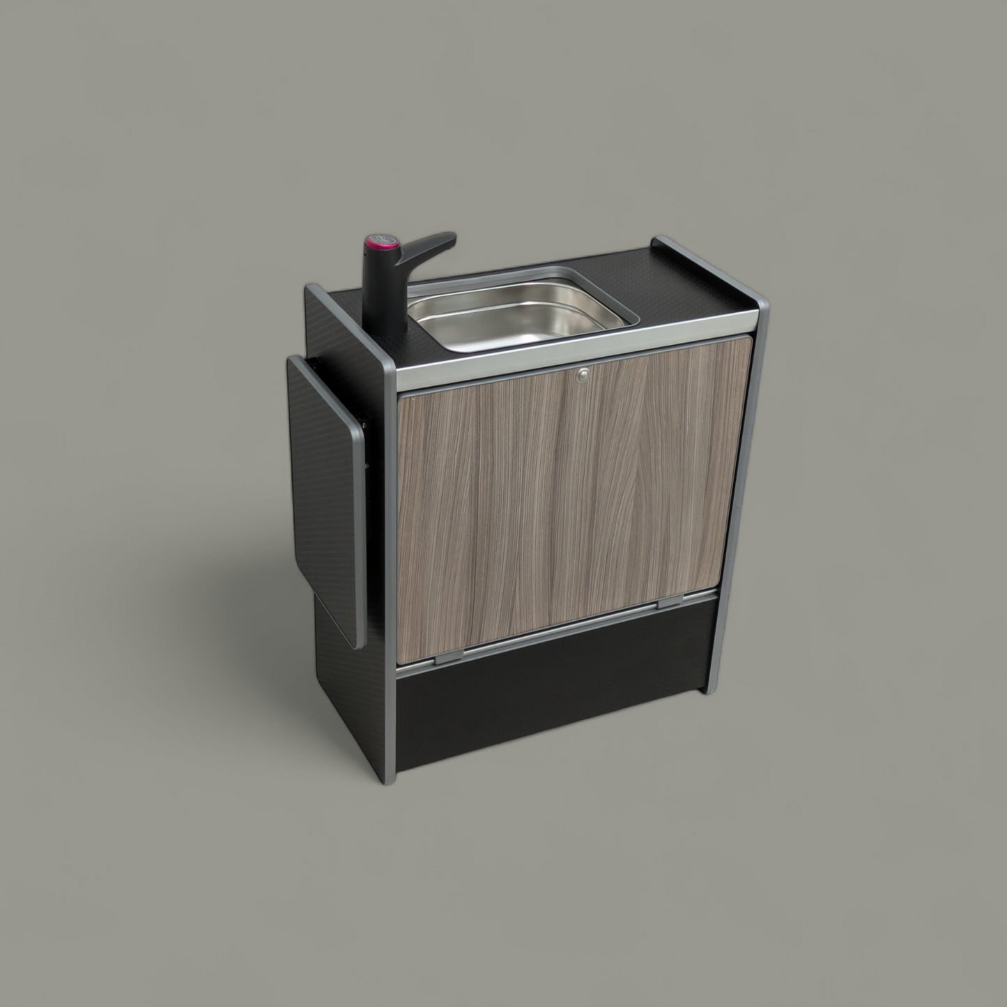 Vangear Nano-Pod 2.2 campervan kitchen-Black with Driftwood door