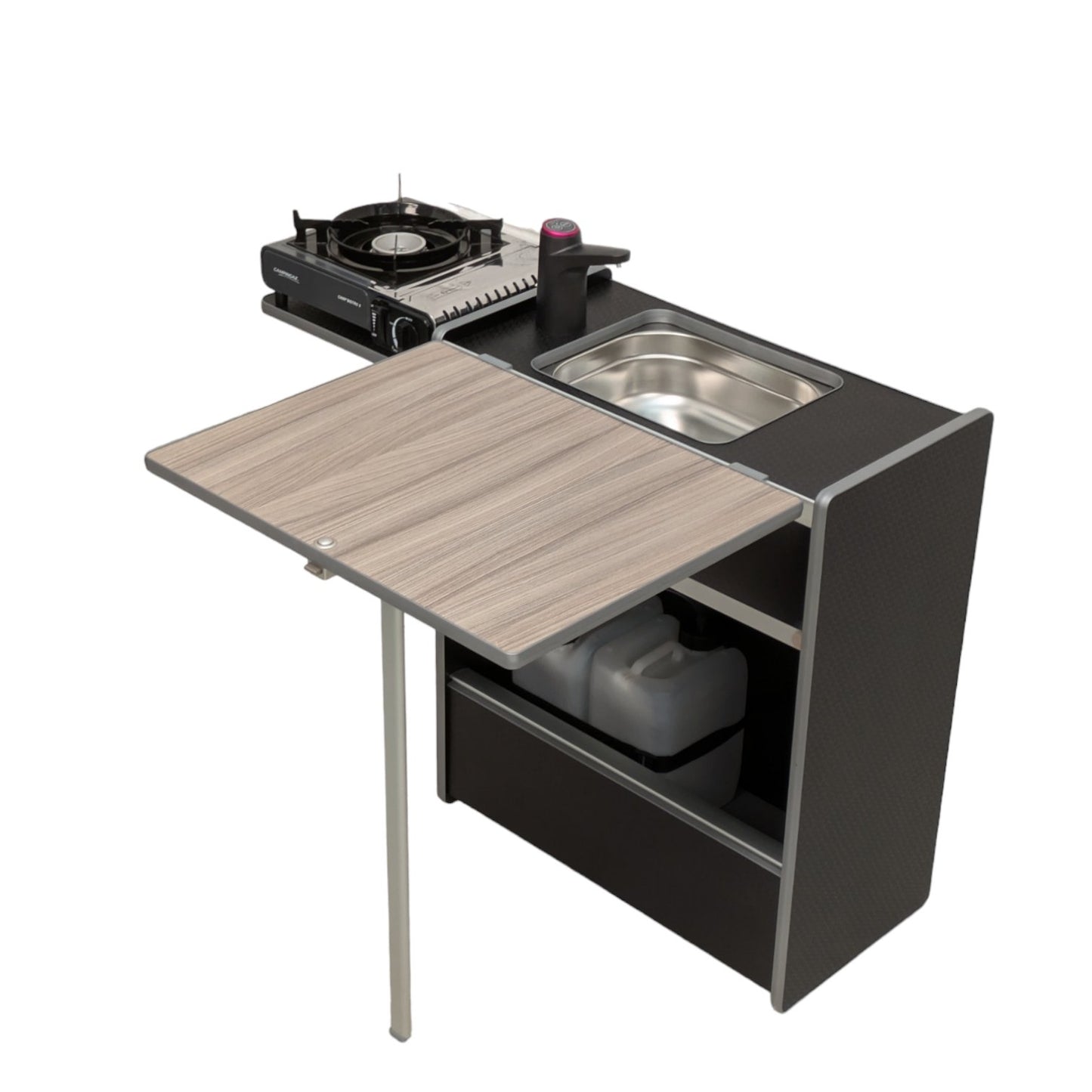 NEW Vangear Nano - Pod 2.2 campervan kitchen - Black with Driftwood door - Vangear - EU