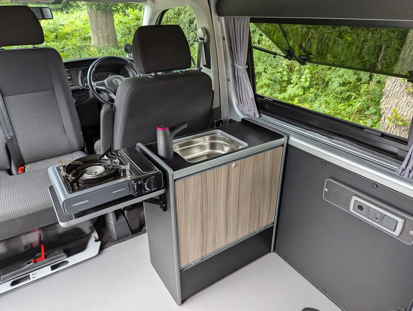 NEW Vangear Nano - Pod 2.2 campervan kitchen - Black with Driftwood door - Vangear - EU