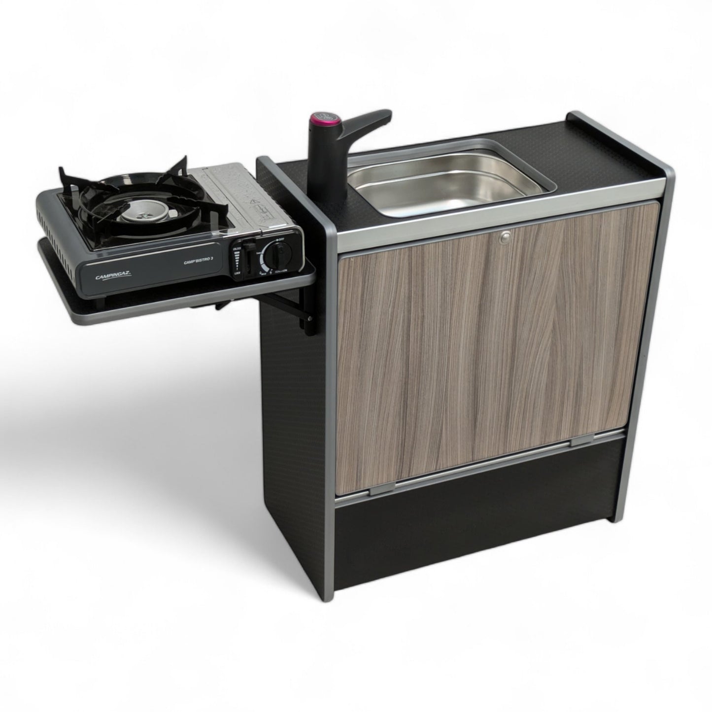 NEW Vangear Nano - Pod 2.2 campervan kitchen - Black with Driftwood door - Vangear - EU