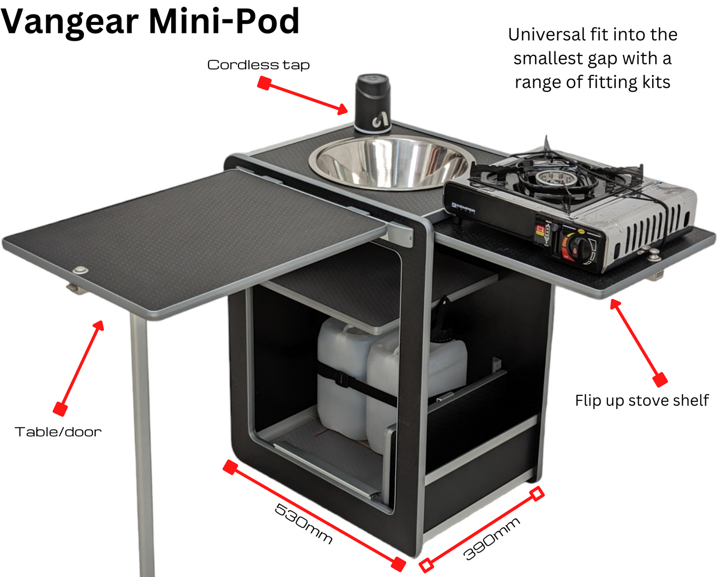 NEW Vangear Mini-Pod 2.1 Campervan Kitchen Pod-Grey