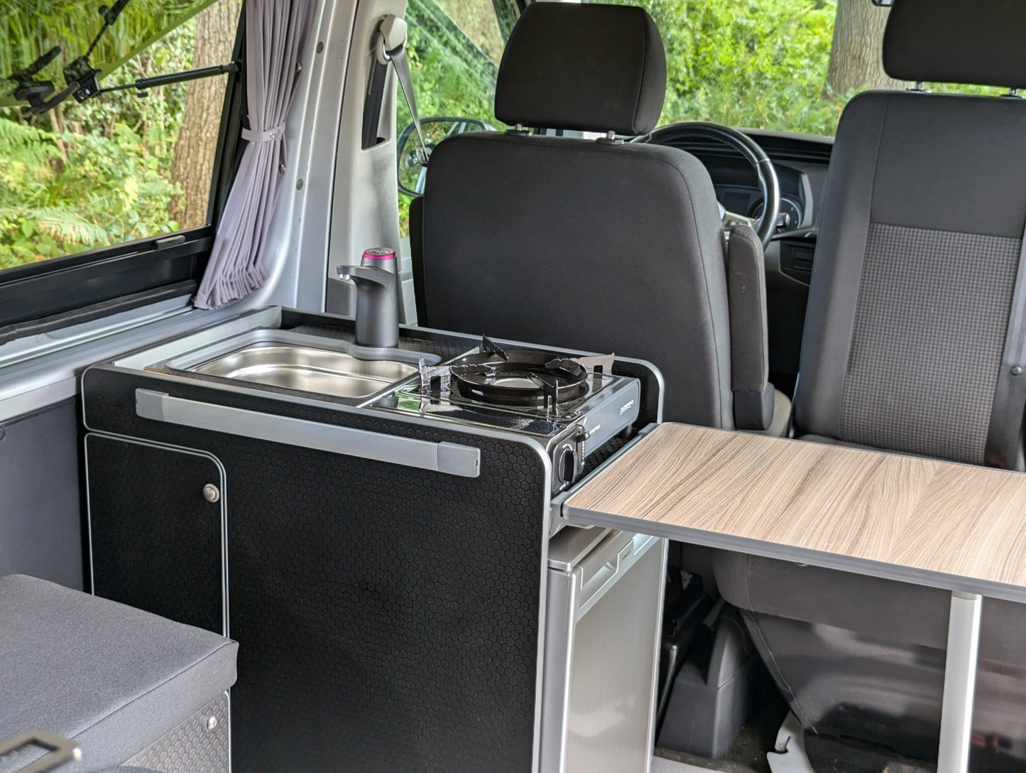 Vangear CRX - Pod Campervan Pod (Fridge NOT included) Black/Driftwood table - Vangear - EU