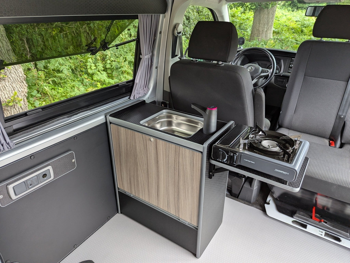 Vangear Nano - Pod 2.2 campervan kitchen - Black with Driftwood door - Vangear - EU