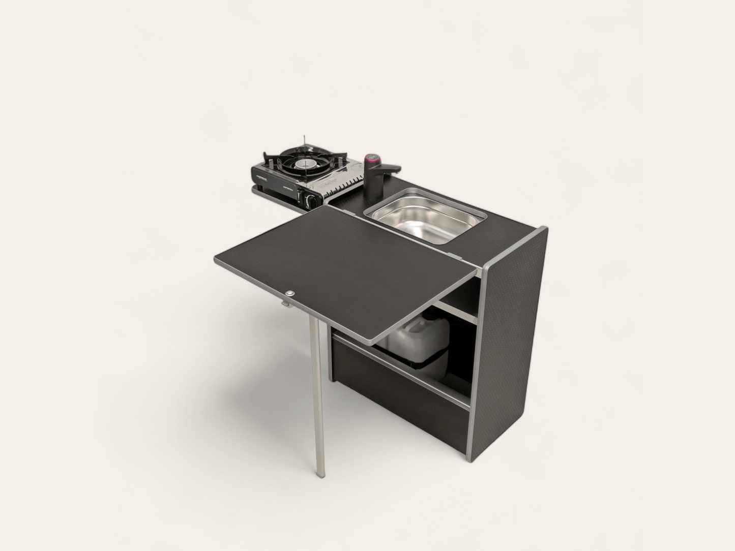 Vangear Nano - Pod 2.2 campervan kitchen - Black with Driftwood door - Vangear - EU