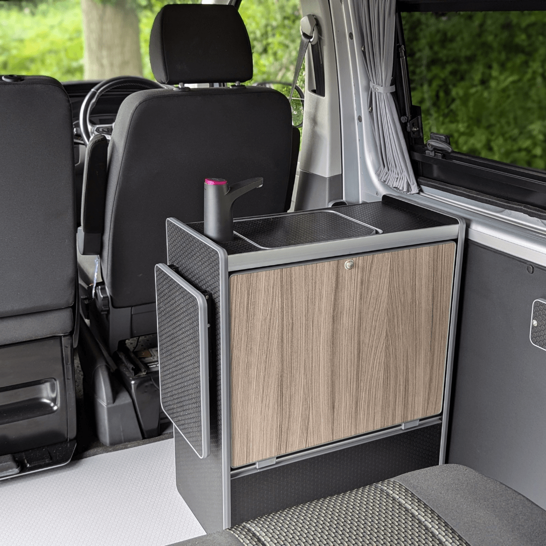 Vangear Nano - Pod 2.2 campervan kitchen - Black with Driftwood door - Vangear - EU