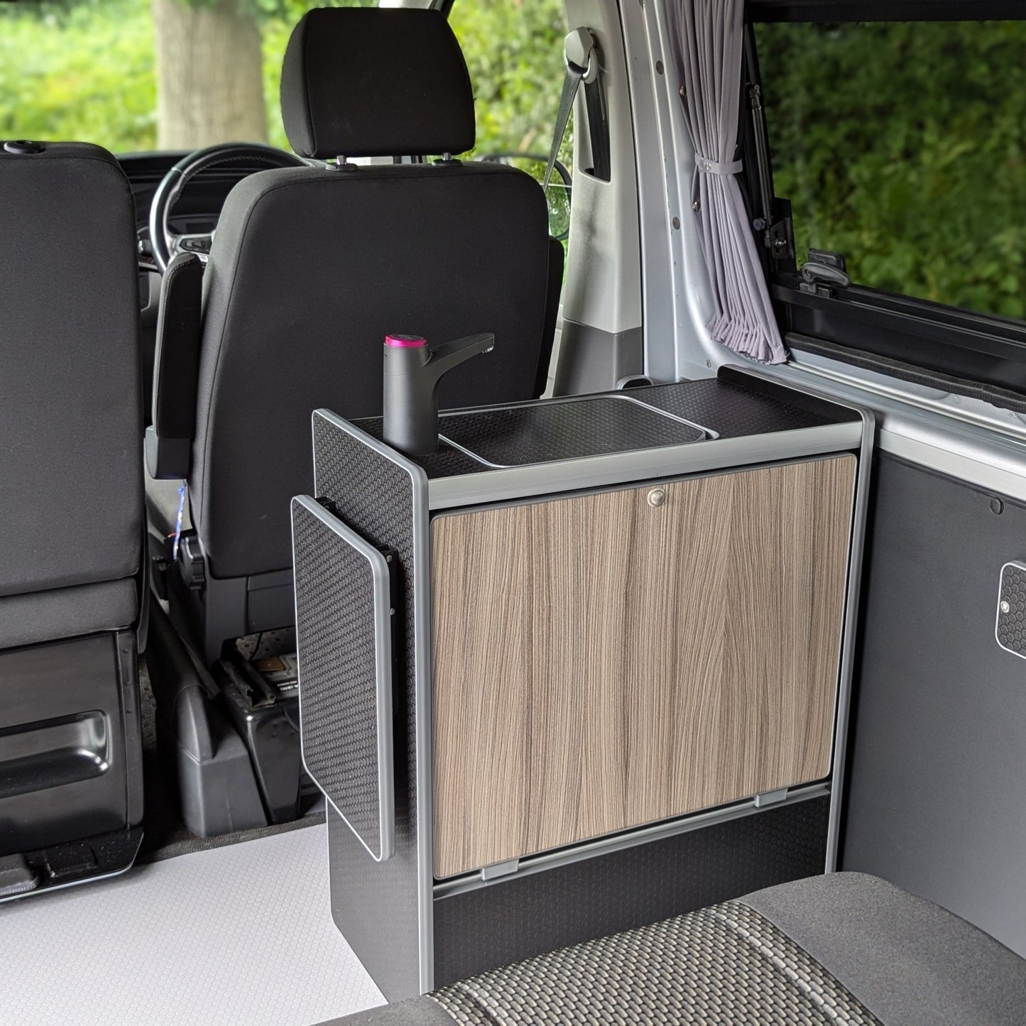 Vangear Nano - Pod 2.2 campervan kitchen - Black with Driftwood door - Vangear - EU