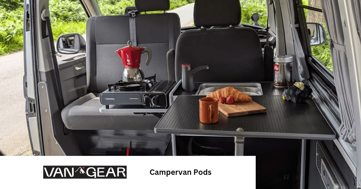 Vangear Nano - Pod 2.2 campervan kitchen - Black with Driftwood door - Vangear - EU