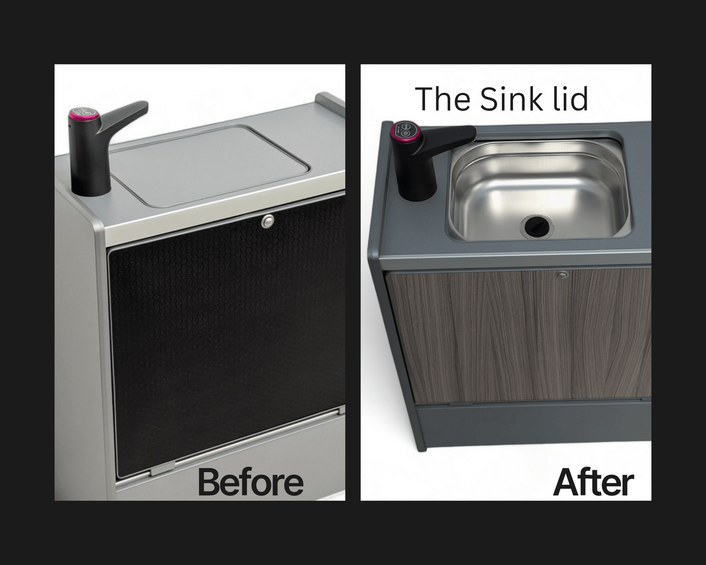 Vangear Nano - Pod 2.2 campervan kitchen - Black with Driftwood door - Vangear - EU
