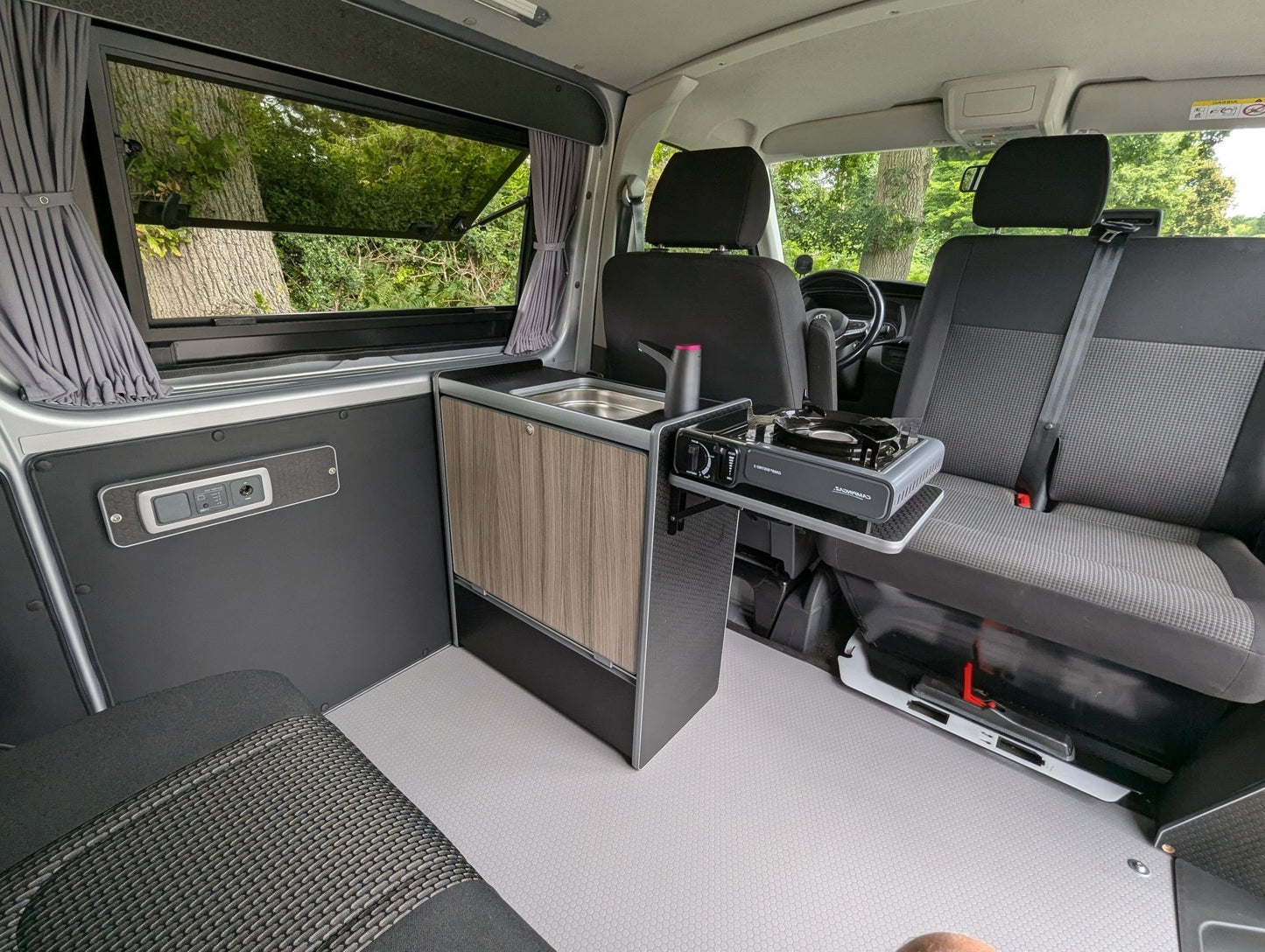 Vangear Nano - Pod 2.2 campervan kitchen - Black with Driftwood door - Vangear - EU