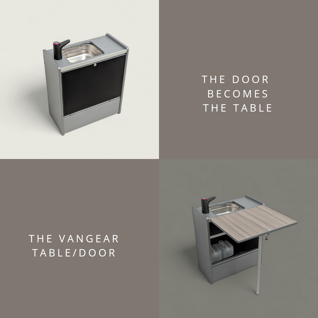 Vangear Nano - Pod 2.2 campervan kitchen - Black with Driftwood door - Vangear - EU