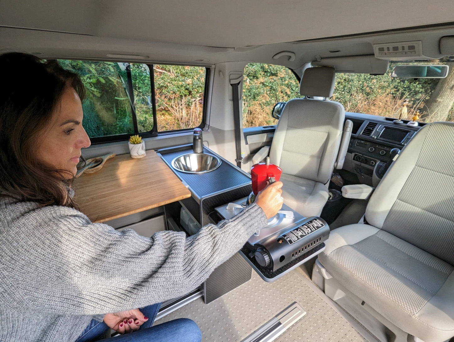 Vangear Nano-Pod 2.1 campervan kitchen-Black with Driftwood door - Vangear-EU