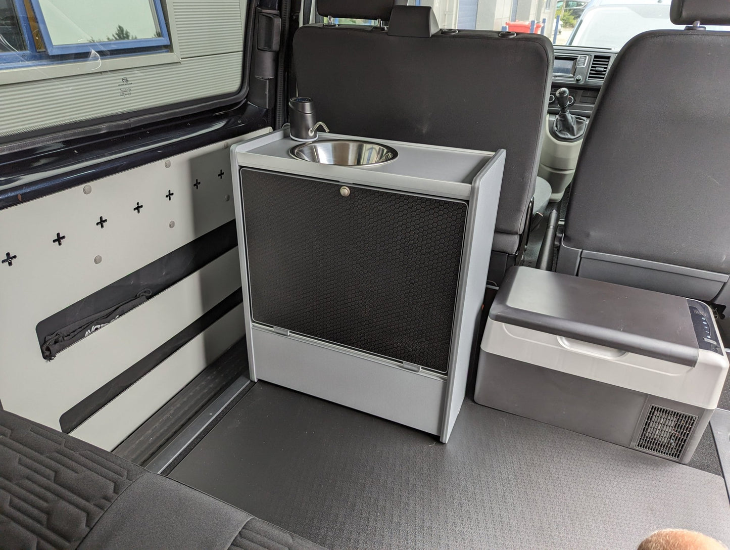 Vangear Nano-Pod campervan kitchen-Grey with Black door - Vangear-EU