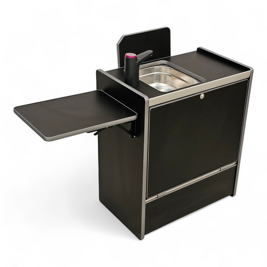 Vangear Nano-Pod NOW 3.0 campervan kitchen-Black with Black door (easy self-assembly)