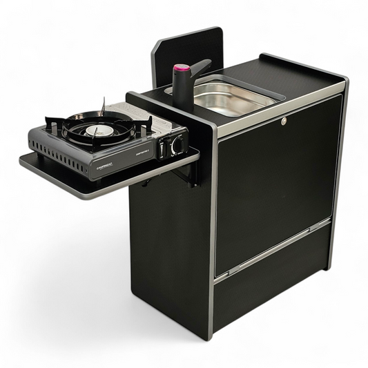 Vangear Nano-Pod NOW 3.0 campervan kitchen-Black with Black door (easy self-assembly)