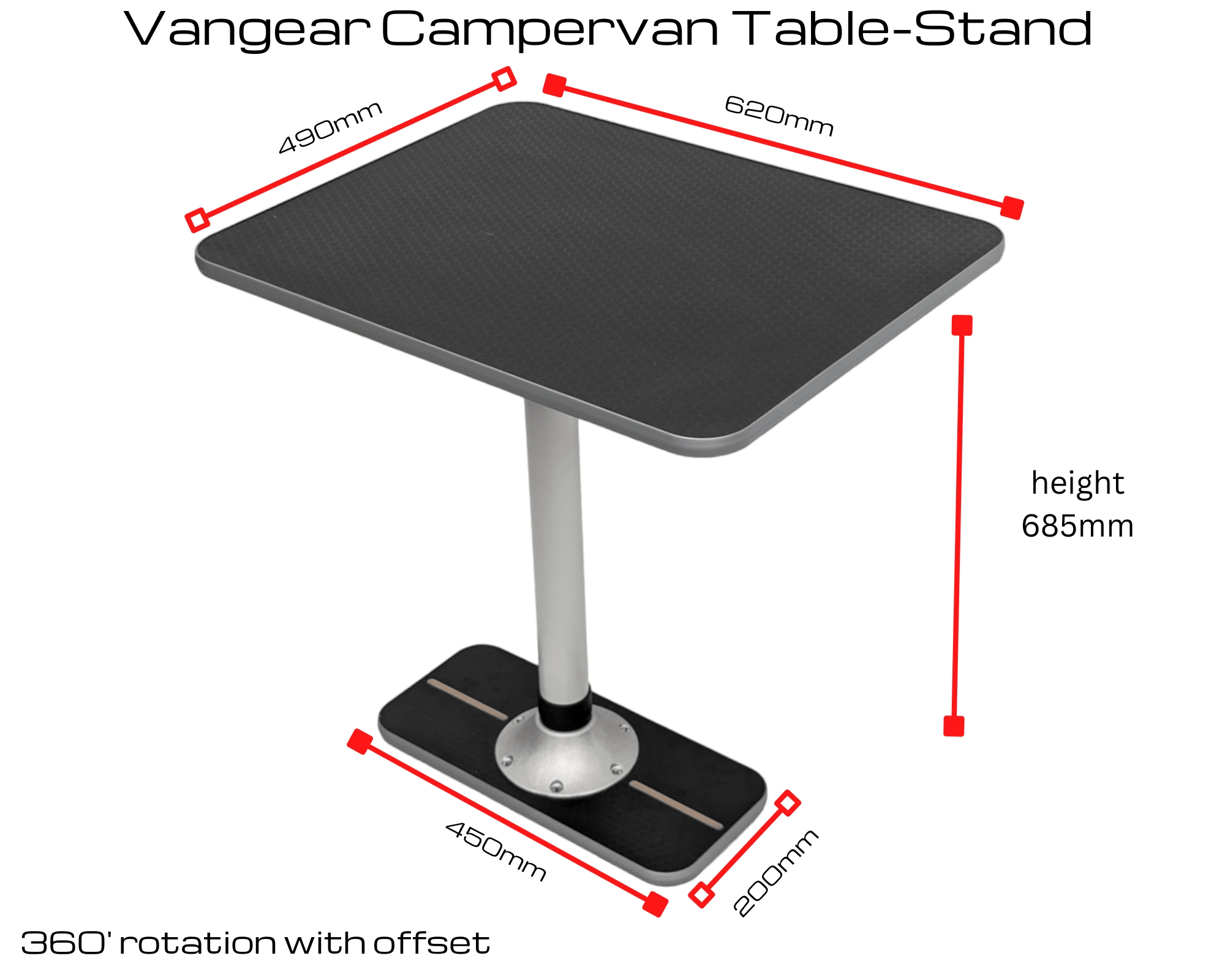 NEW Vangear Campervan Table & Stand with 6 Cup Holders - Vangear-EU