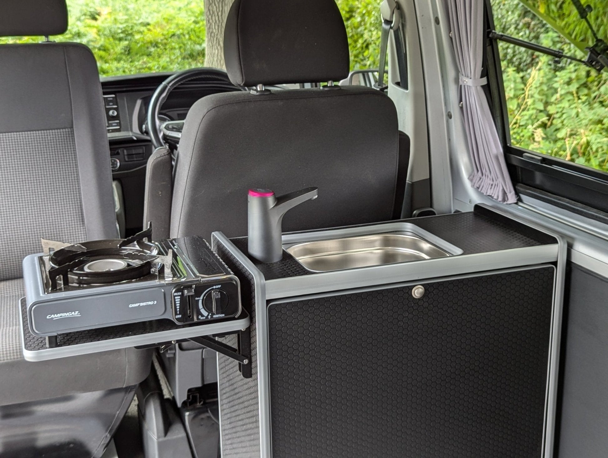 NEW Vangear Nano - Pod 2.2 campervan kitchen - Grey with Black door - Vangear - EU