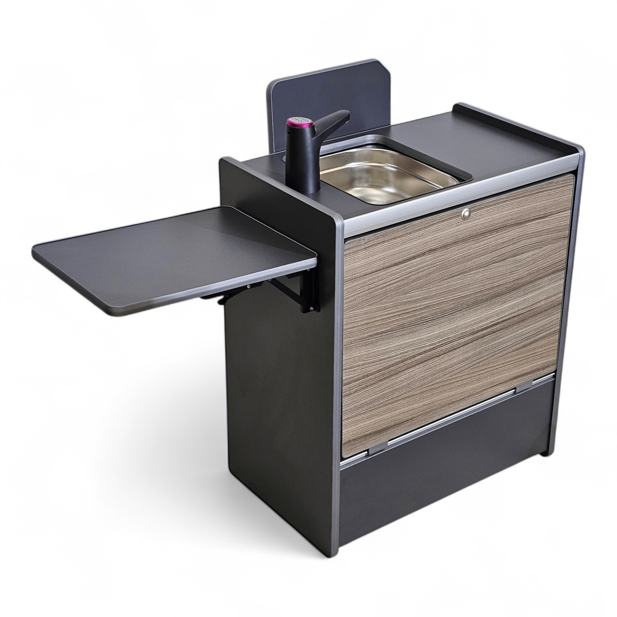 NEW Vangear Nano - Pod 3.0 campervan kitchen - Grey with Driftwood door (self - assembly kit) - Vangear - EU