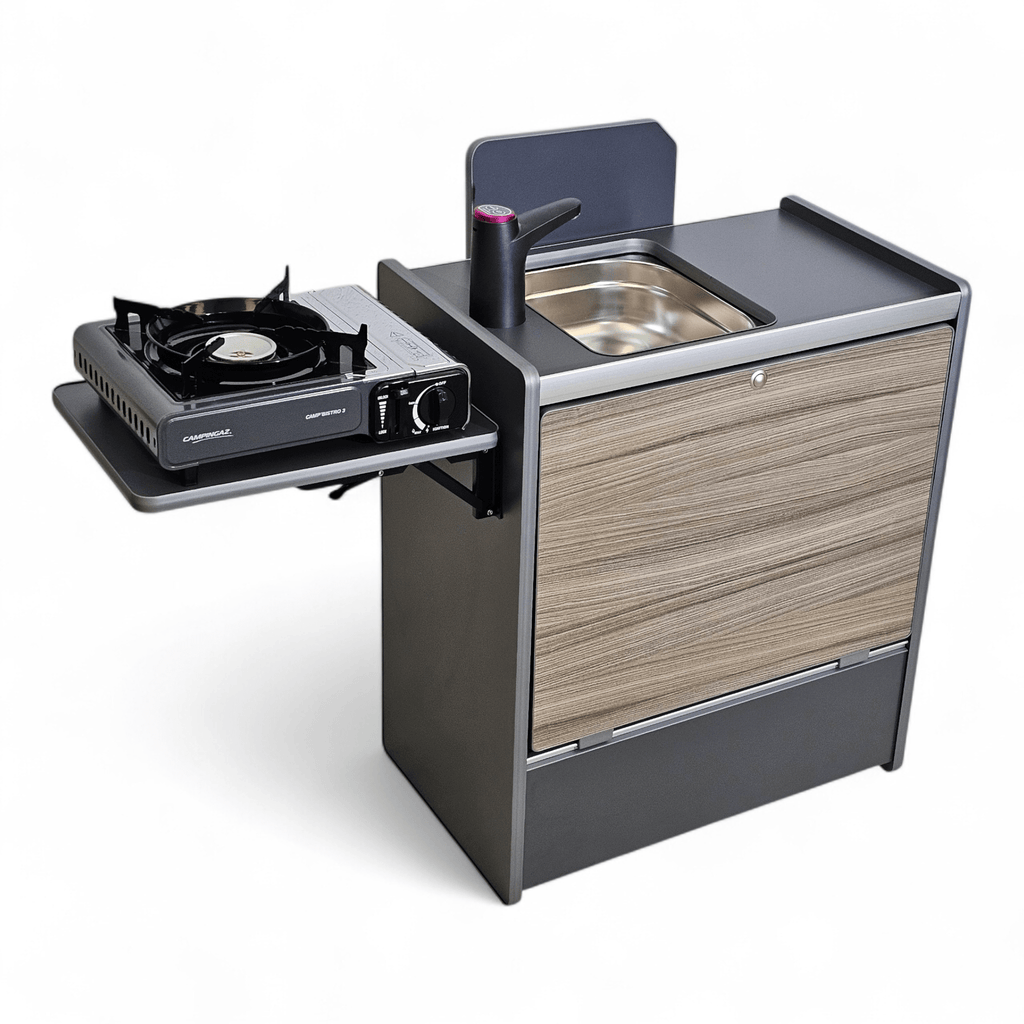 NEW Vangear Nano - Pod 3.0 campervan kitchen - Grey with Driftwood door (self - assembly kit) - Vangear - EU