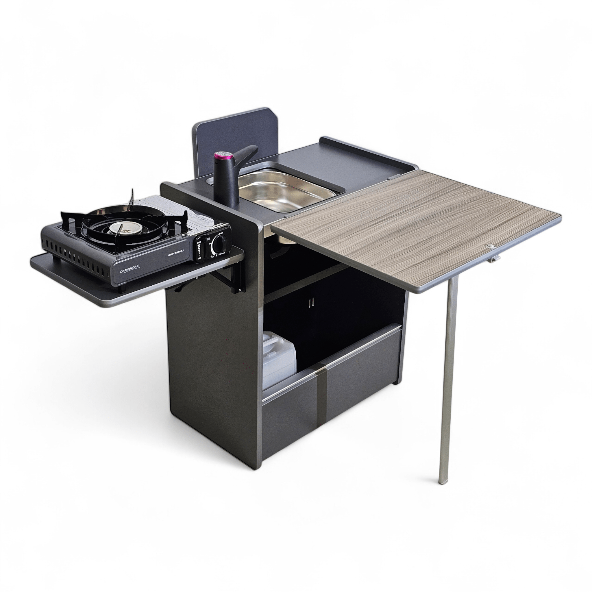 NEW Vangear Nano - Pod 3.0 campervan kitchen - Grey with Driftwood door (self - assembly kit) - Vangear - EU