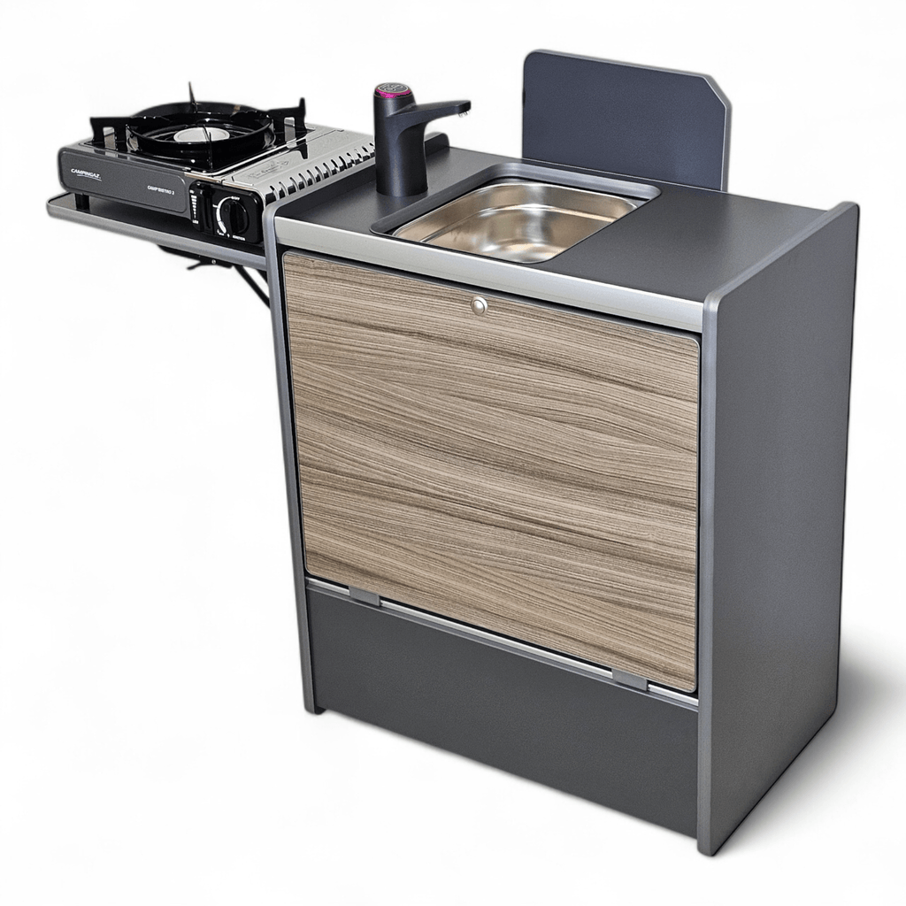 NEW Vangear Nano - Pod 3.0 campervan kitchen - Grey with Driftwood door (self - assembly kit) - Vangear - EU
