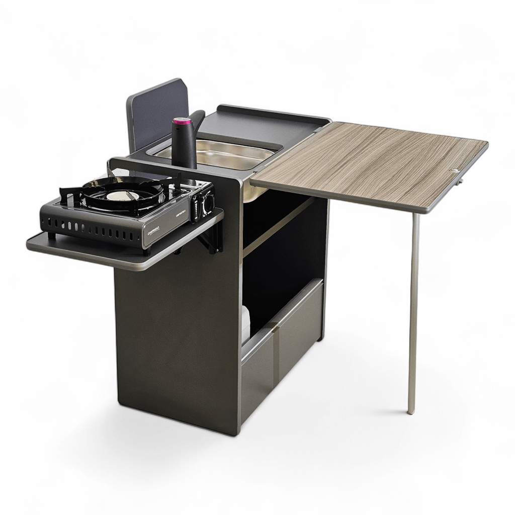 NEW Vangear Nano - Pod 3.0 campervan kitchen - Grey with Driftwood door (self - assembly kit) - Vangear - EU