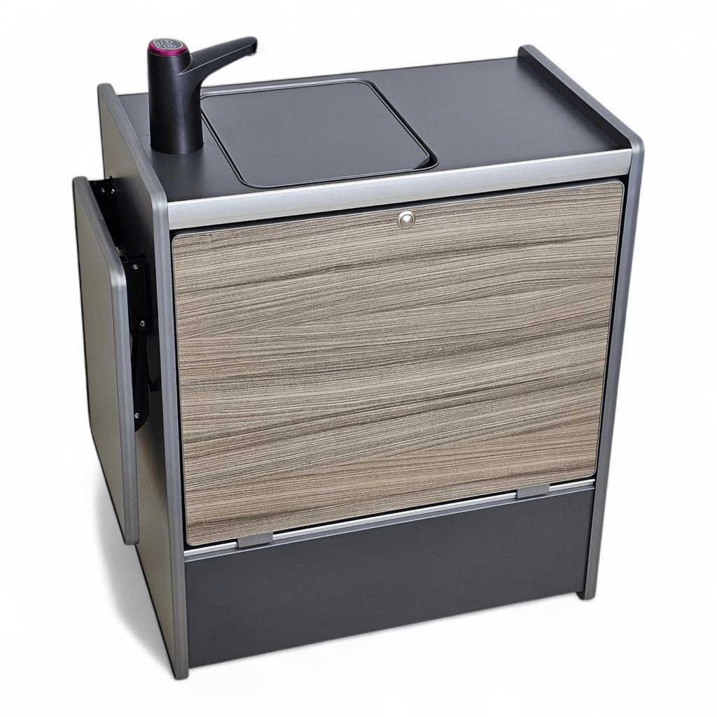 NEW Vangear Nano - Pod 3.0 campervan kitchen - Grey with Driftwood door (self - assembly kit) - Vangear - EU