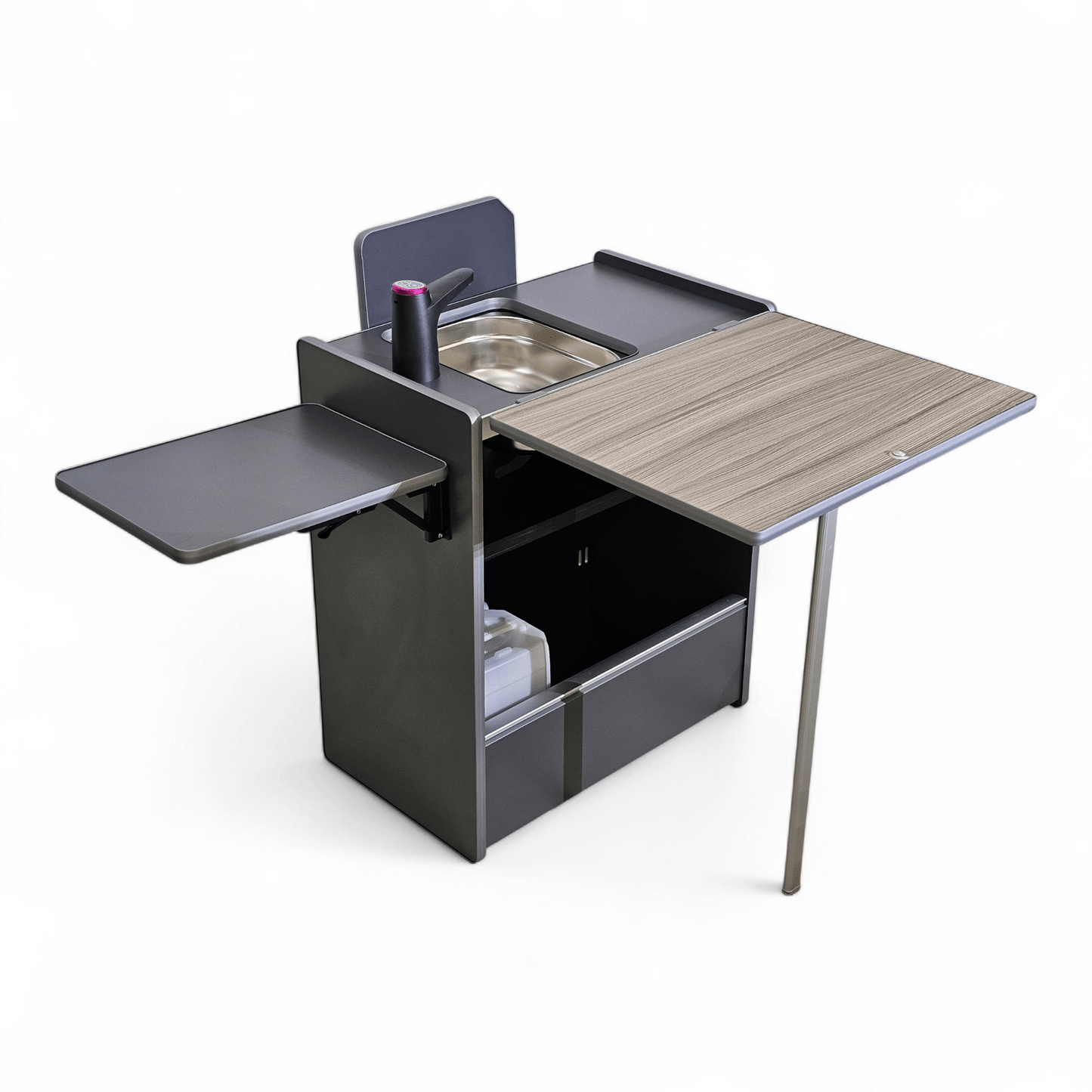 NEW Vangear Nano - Pod 3.0 campervan kitchen - Grey with Driftwood door (self - assembly kit) - Vangear - EU