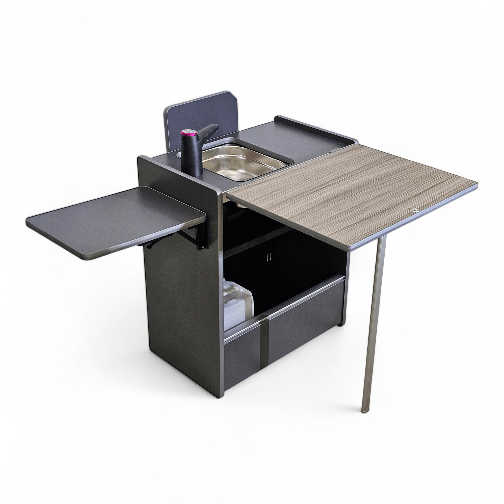 NEW Vangear Nano - Pod 3.0 campervan kitchen - Grey with Driftwood door (self - assembly kit) - Vangear - EU