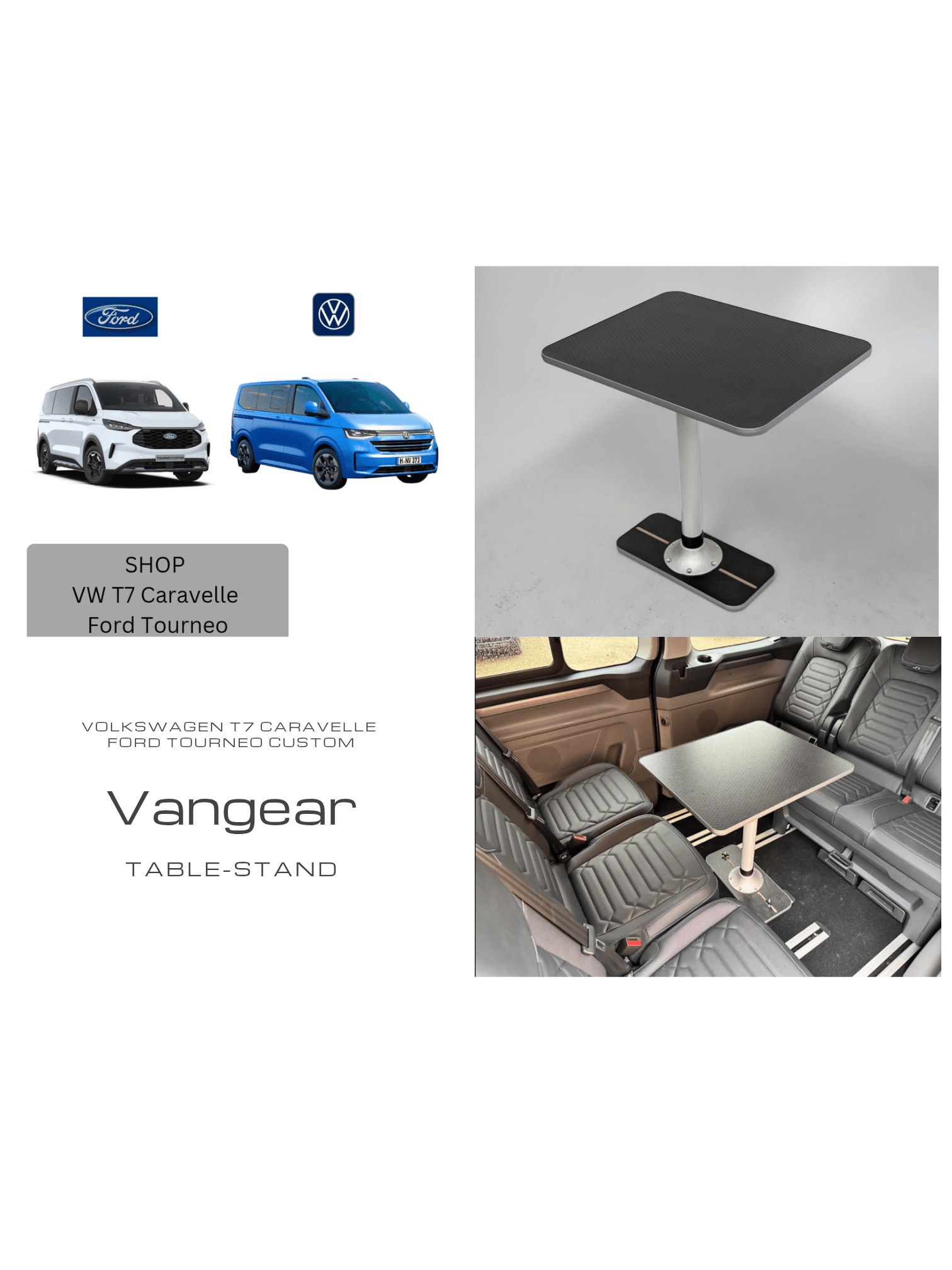 NEW Volkwagen T7 Caravelle - Ford Tourneo - Vangear campervan table & stand - Vangear-EU