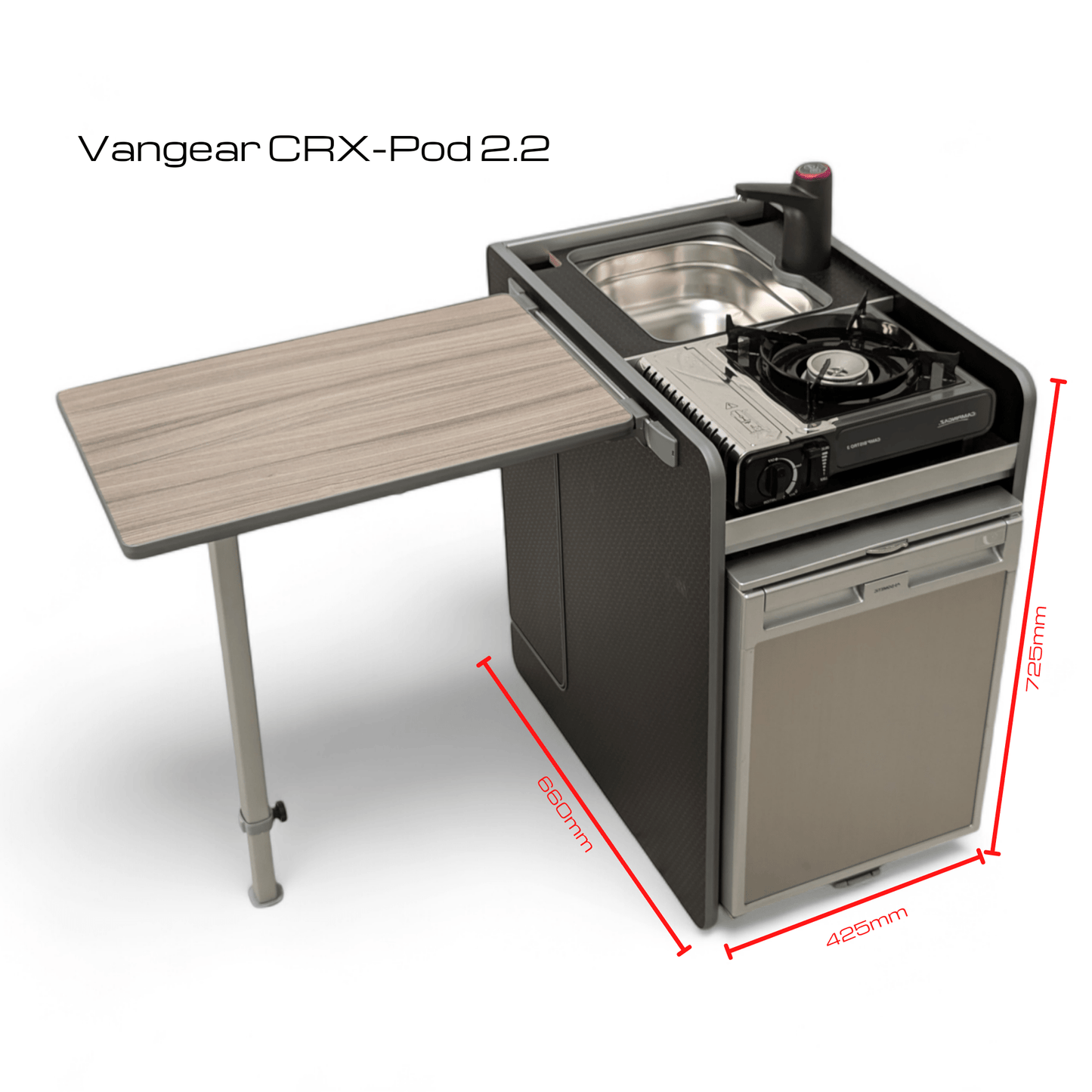 Vangear CRX - Pod Campervan Pod (Fridge NOT included) Black/Driftwood table - Vangear - EU