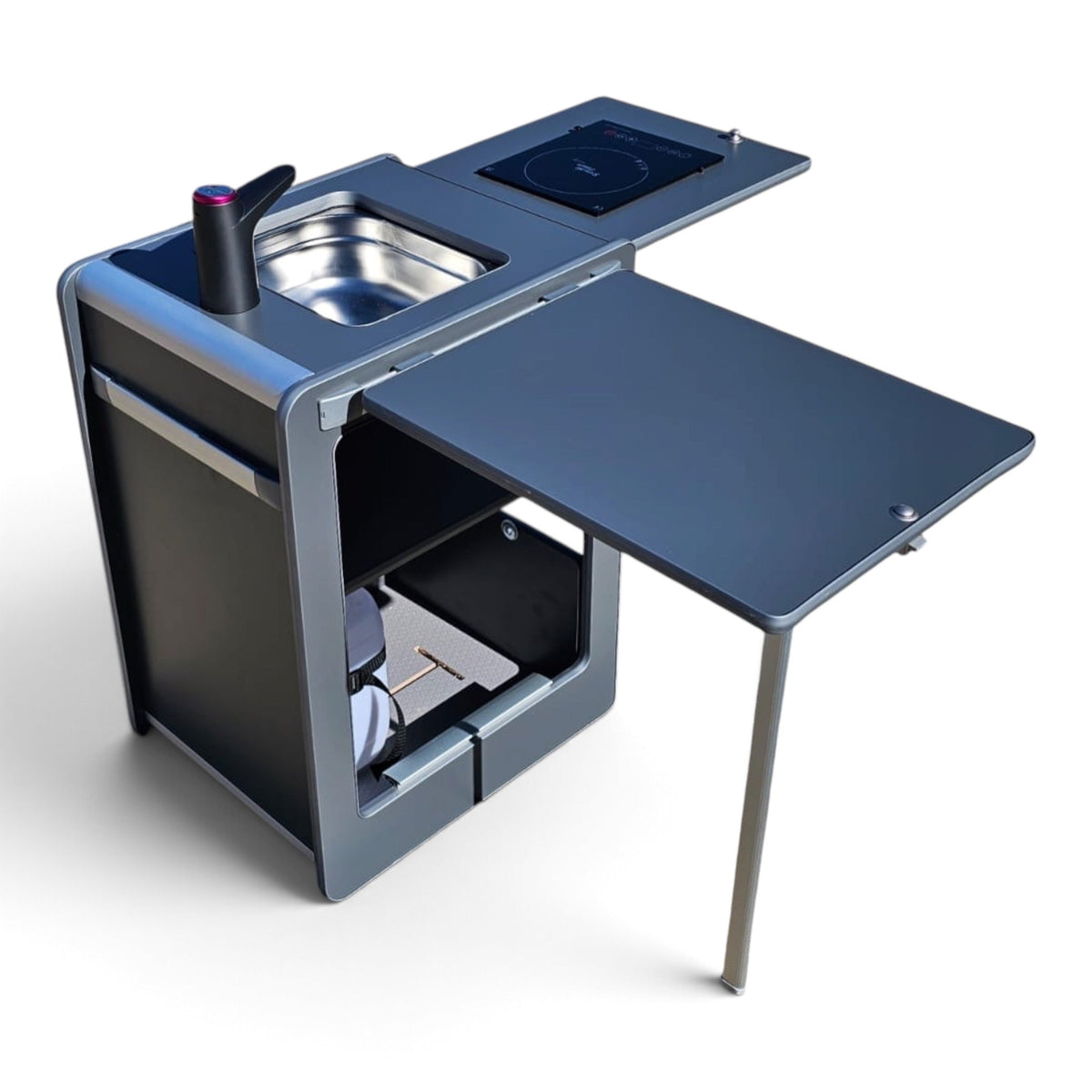 Vangear Electric Mini-Pod 3.0 Campervan Kitchen Pod- Carbon Grey or Black (Fully assembled) - Vangear-EU