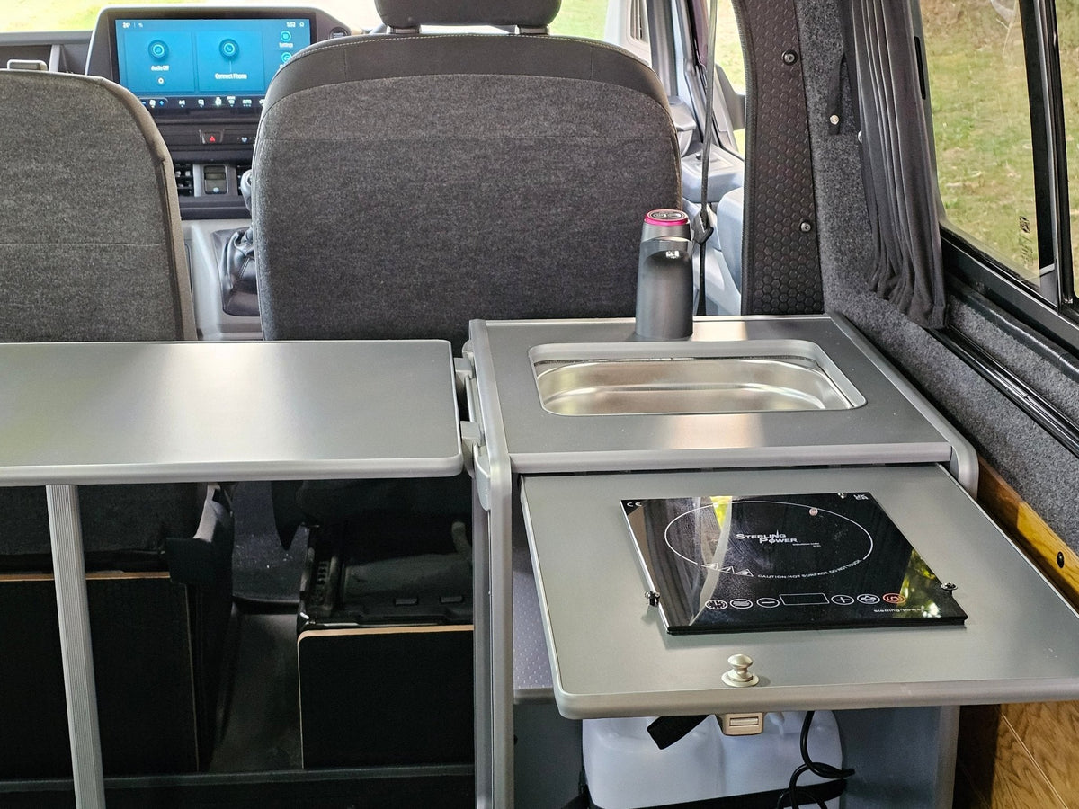Vangear Electric Mini-Pod 3.0 Campervan Kitchen Pod- Carbon Grey or Black (Fully assembled) - Vangear-EU