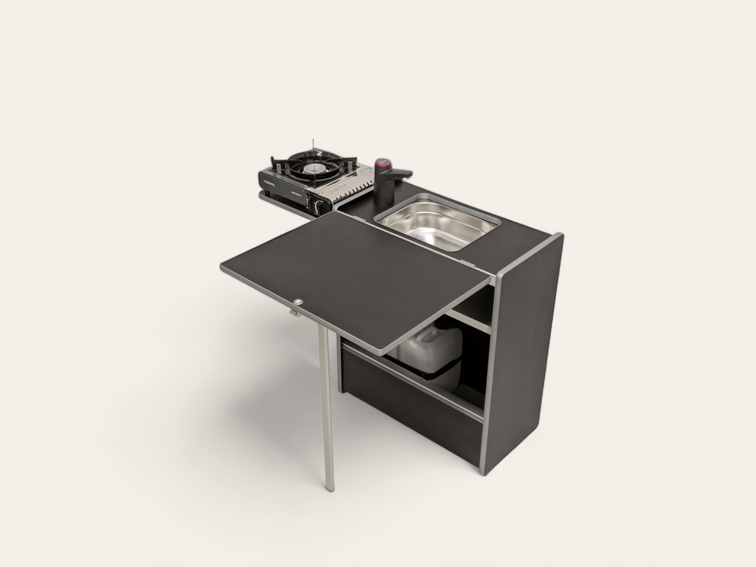 Vangear Nano - Pod 2.2 campervan kitchen - Black with Driftwood door - Vangear - EU