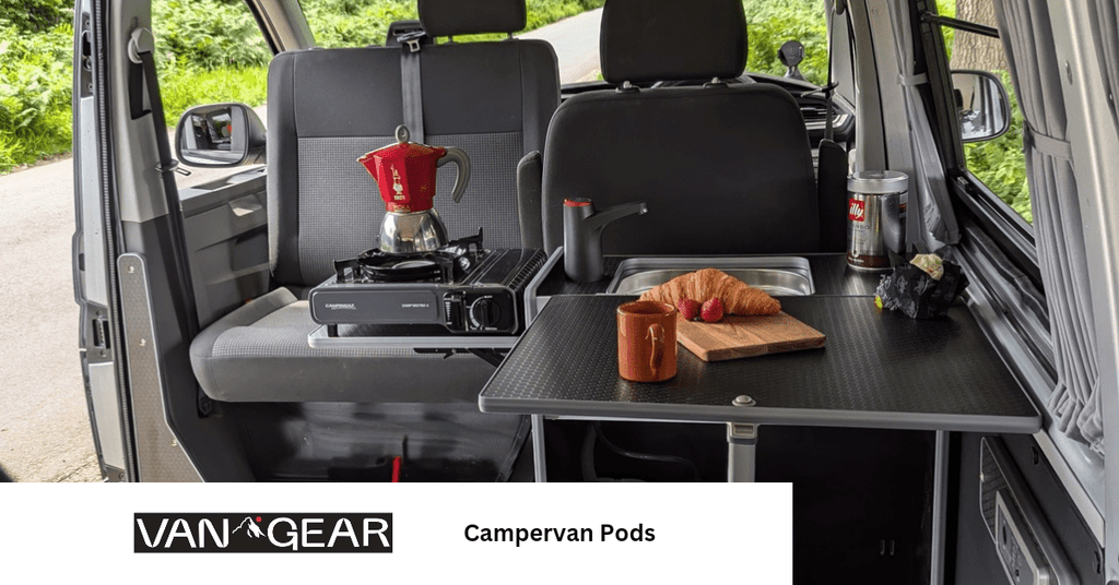 Vangear Nano - Pod 2.2 campervan kitchen - Black with Driftwood door - Vangear - EU