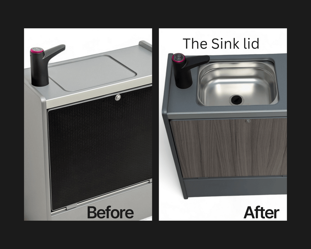 Vangear Nano - Pod 2.2 campervan kitchen - Black with Driftwood door - Vangear - EU