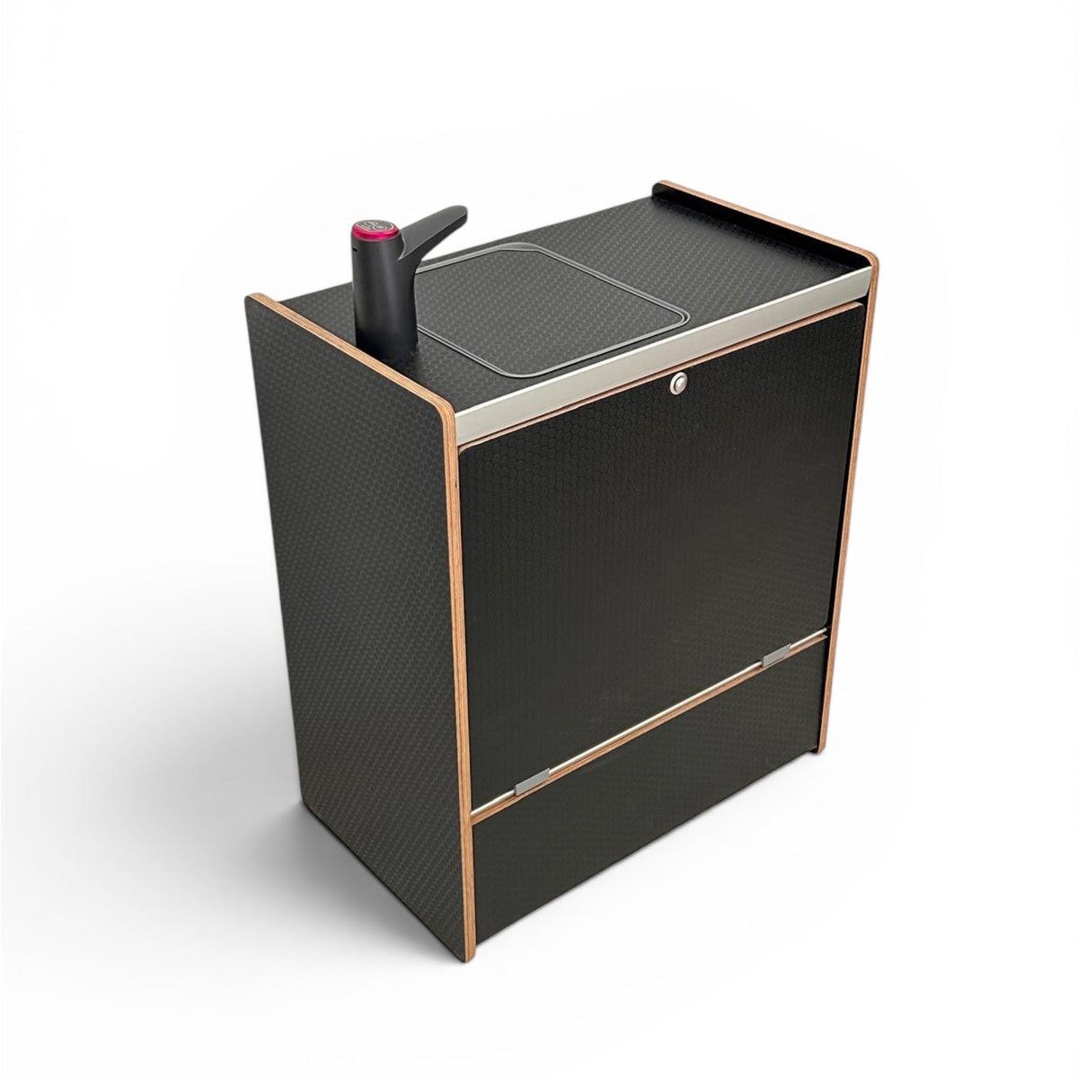 Vangear Nano-Pod 3.0 campervan kitchen-Black Exposed Ply Edge with Black Exposed Ply Edge door (easy self-assembly) - Vangear-EU