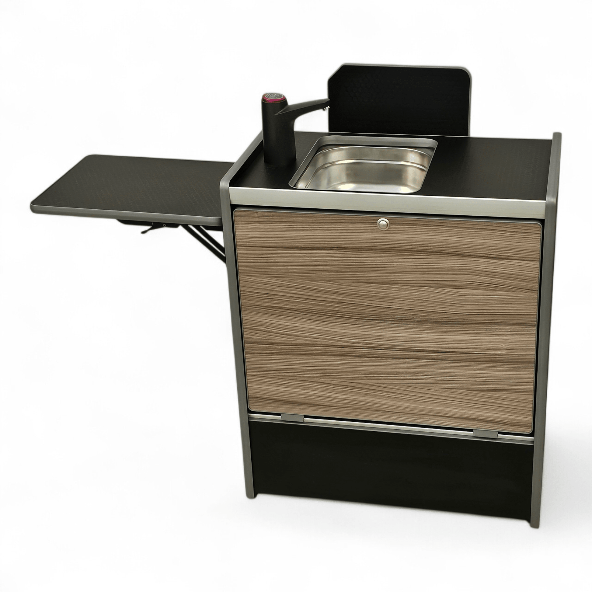 Vangear Nano - Pod NEW 3.0 campervan kitchen - Black with Driftwood door (easy self - assembly) - Vangear - EU