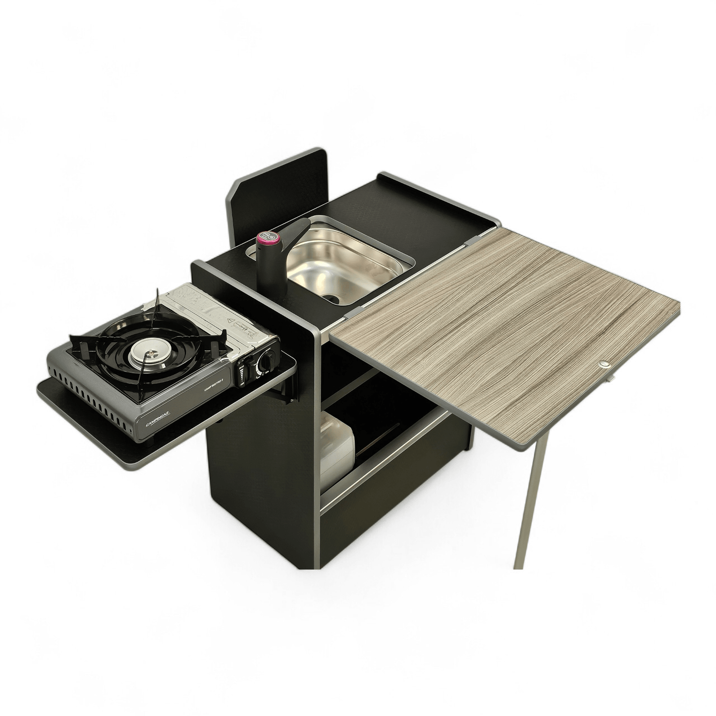 Vangear Nano - Pod NEW 3.0 campervan kitchen - Black with Driftwood door (easy self - assembly) - Vangear - EU