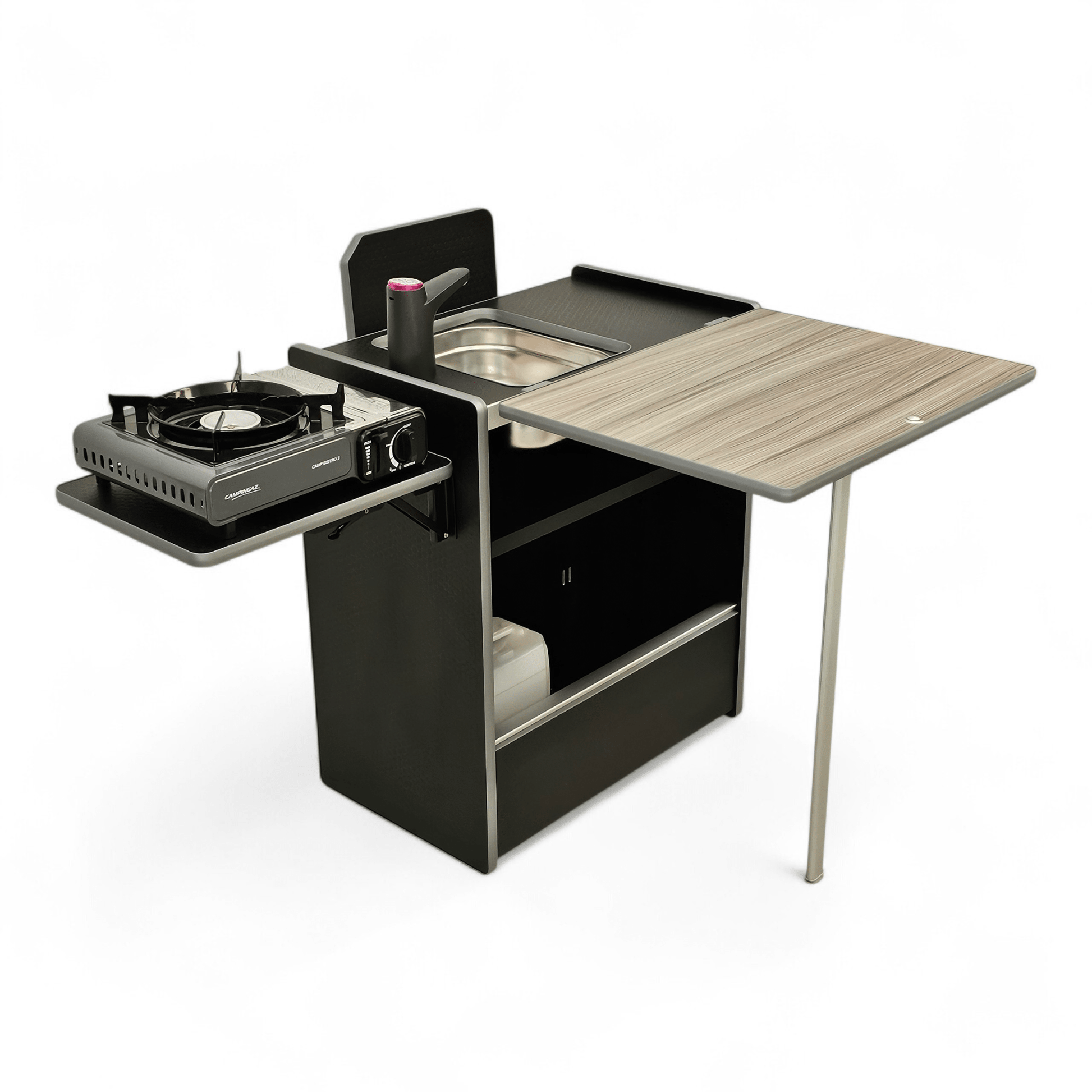 Vangear Nano - Pod NEW 3.0 campervan kitchen - Black with Driftwood door (easy self - assembly) - Vangear - EU