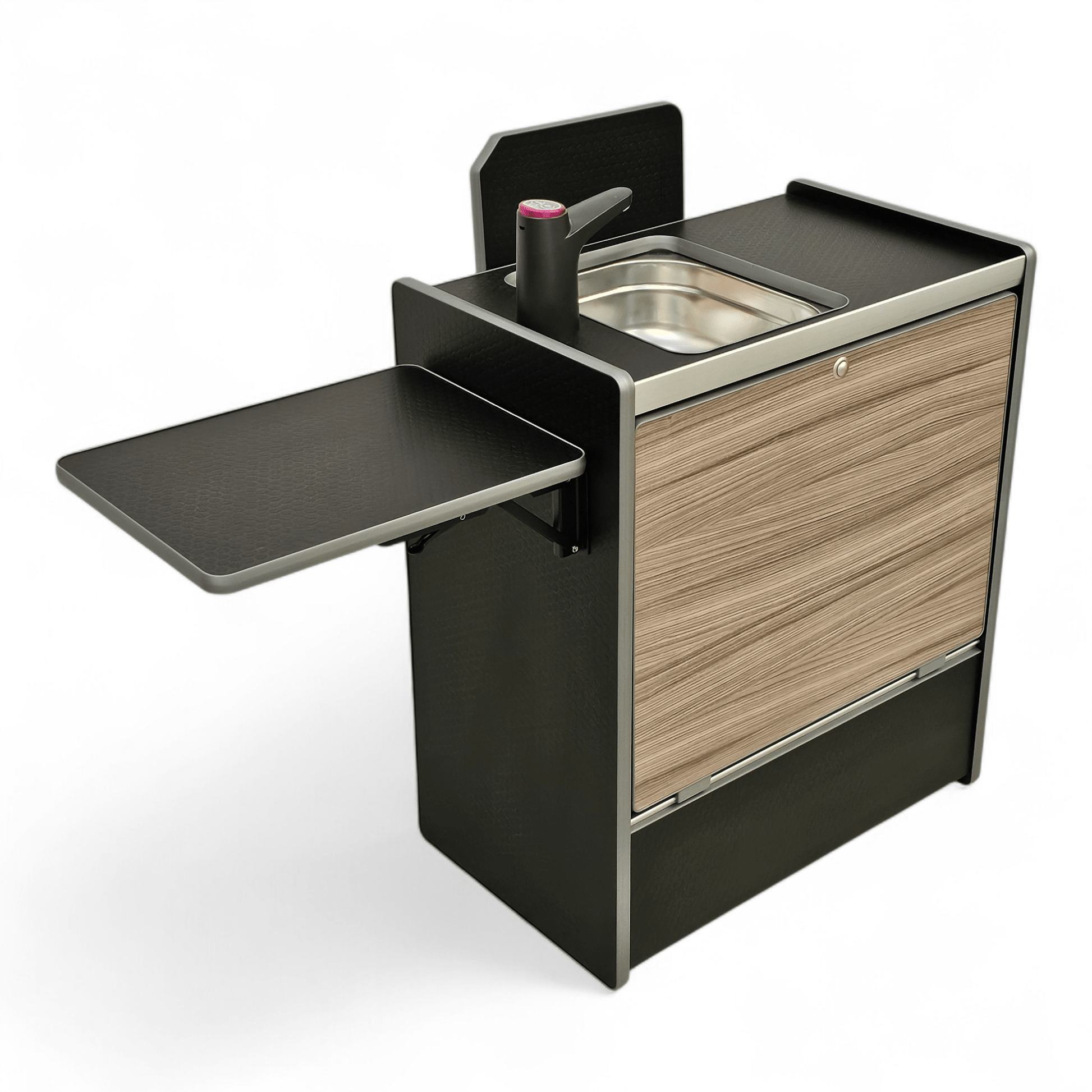 Vangear Nano - Pod NEW 3.0 campervan kitchen - Black with Driftwood door (easy self - assembly) - Vangear - EU