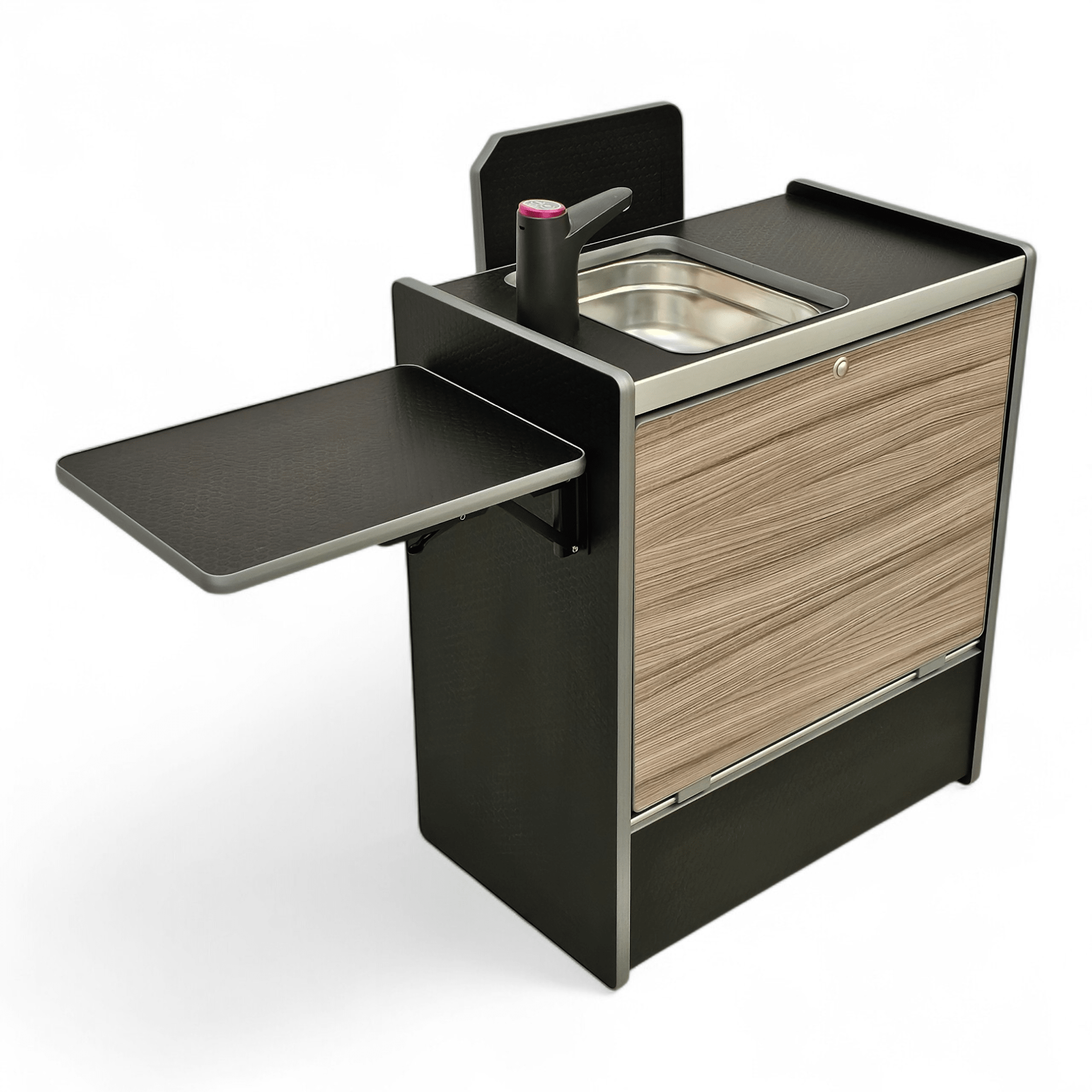 Vangear Nano - Pod NEW 3.0 campervan kitchen - Black with Driftwood door (easy self - assembly) - Vangear - EU