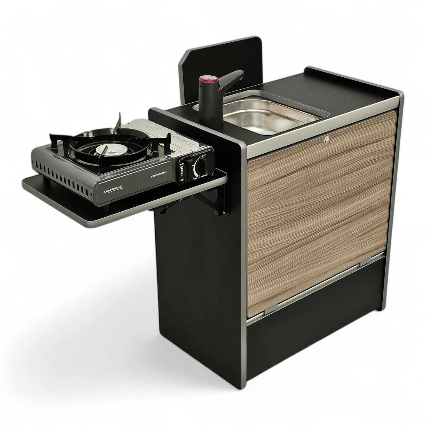 Vangear Nano - Pod NEW 3.0 campervan kitchen - Black with Driftwood door (easy self - assembly) - Vangear - EU