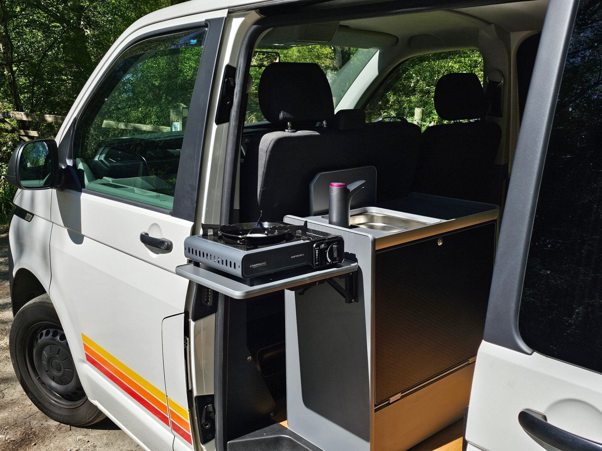 Vangear Nano - Pod NEW 3.0 campervan kitchen - Black with Driftwood door (easy self - assembly) - Vangear - EU