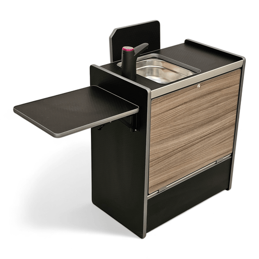 Vangear Nano - Pod NEW 3.0 campervan kitchen - Black with Driftwood door (easy self - assembly) - Vangear - EU
