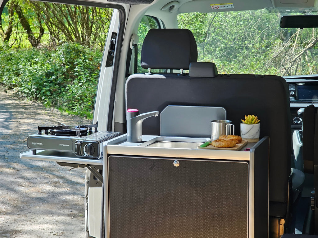 Vangear Nano - Pod NEW 3.0 campervan kitchen - Black with Driftwood door (easy self - assembly) - Vangear - EU