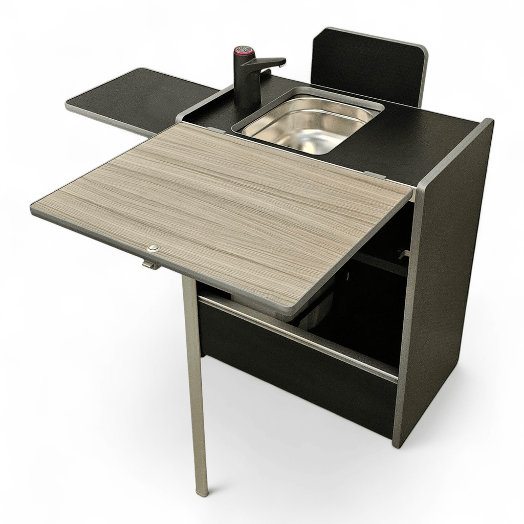 Vangear Nano - Pod NEW 3.0 campervan kitchen - Black with Driftwood door (easy self - assembly) - Vangear - EU