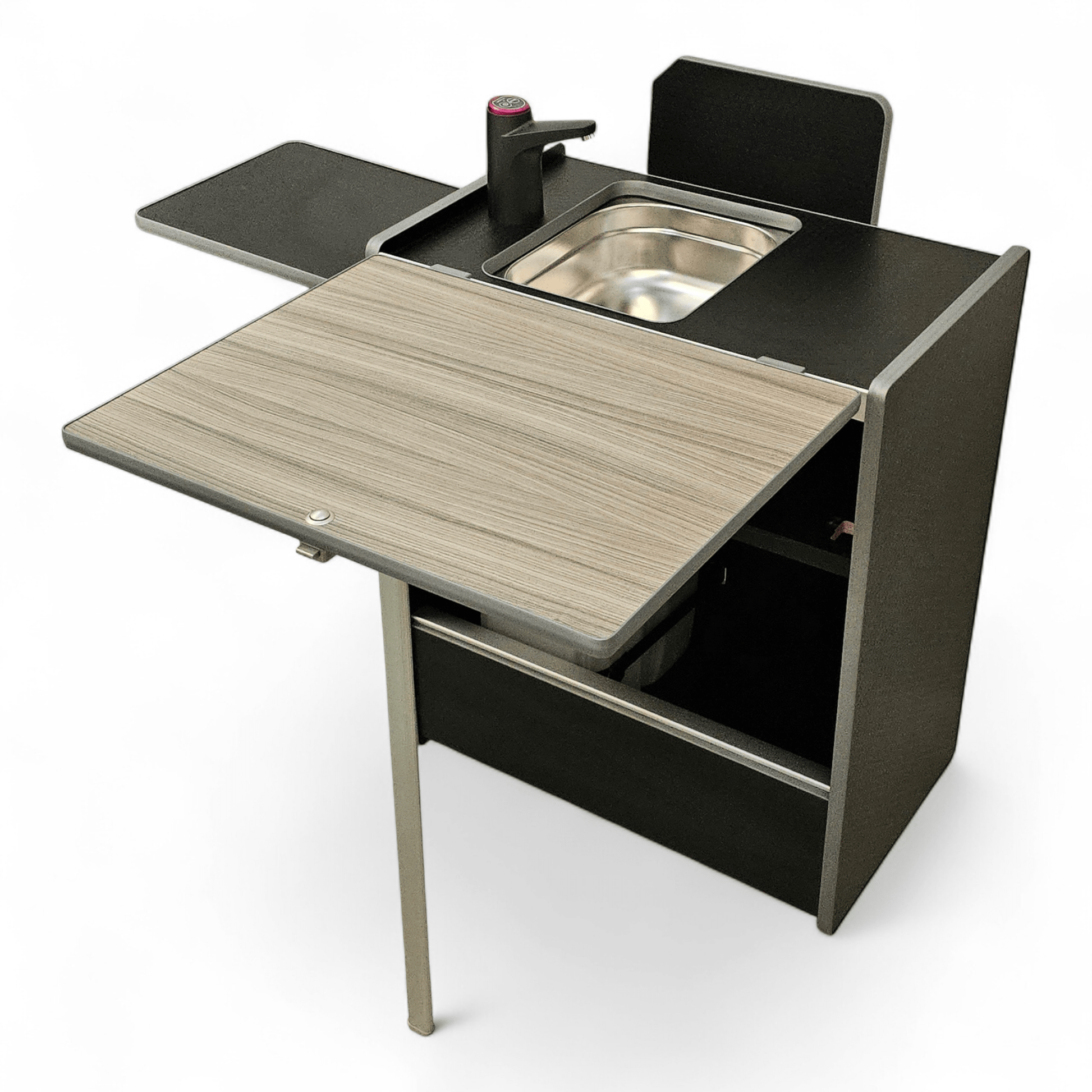 Vangear Nano - Pod NEW 3.0 campervan kitchen - Black with Driftwood door (easy self - assembly) - Vangear - EU