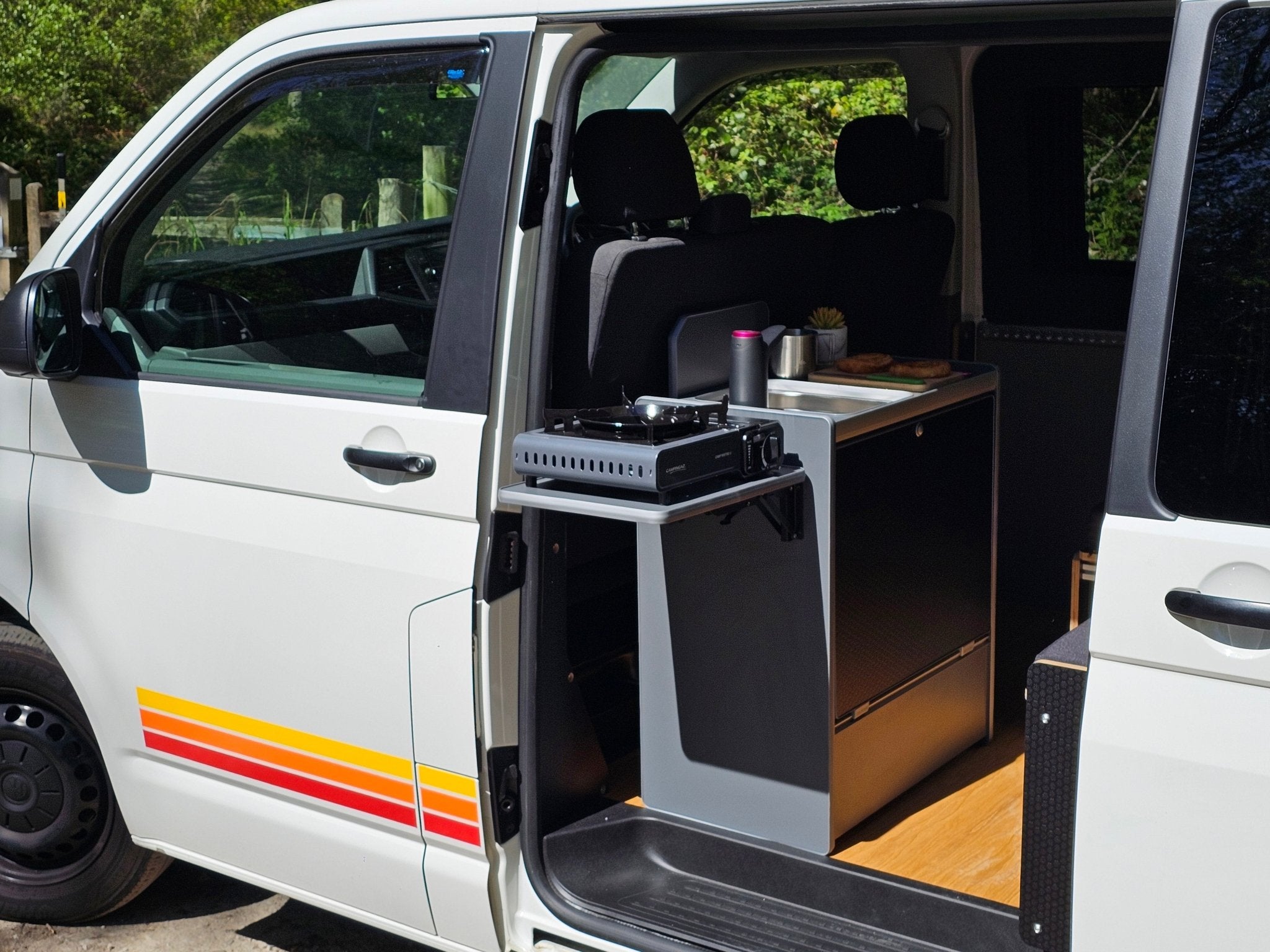Vangear Nano - Pod NEW 3.0 campervan kitchen - Black with Driftwood door (easy self - assembly) - Vangear - EU